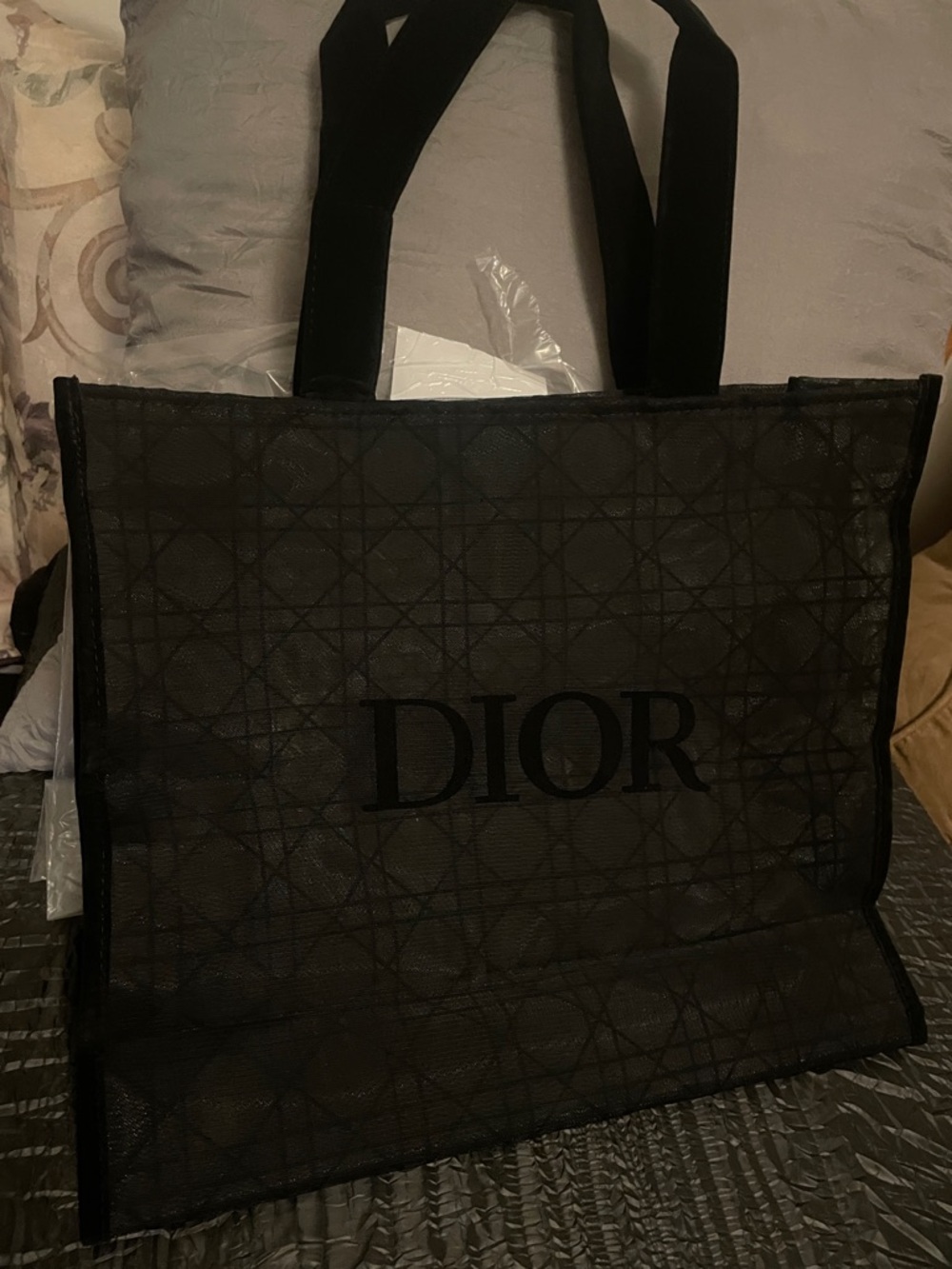 Dior Black Monogram Mesh Tote - Picture 5 of 17